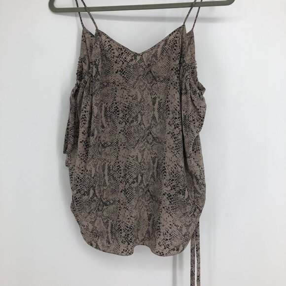 Rebecca  Taylor Runway Beige Python Animal Print Silk Spaghetti Tank Top size 2 - Picture 4 of 11